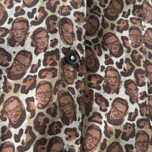 Beta Brand rare RBG Ruth Bader Ginsburg leopard print face shirt large - Picture 5 of 5